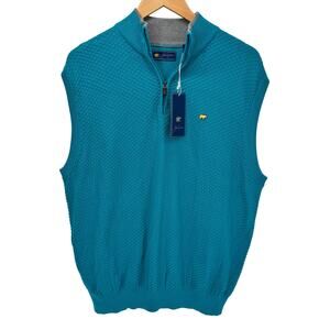 Jack Nicklaus Sweater Mens Large 1/4 Zip Vest Blue Pullover Cotton Blend NEW